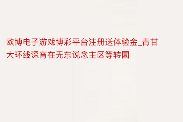 欧博电子游戏博彩平台注册送体验金_青甘大环线深宵在无东说念主区等转圜